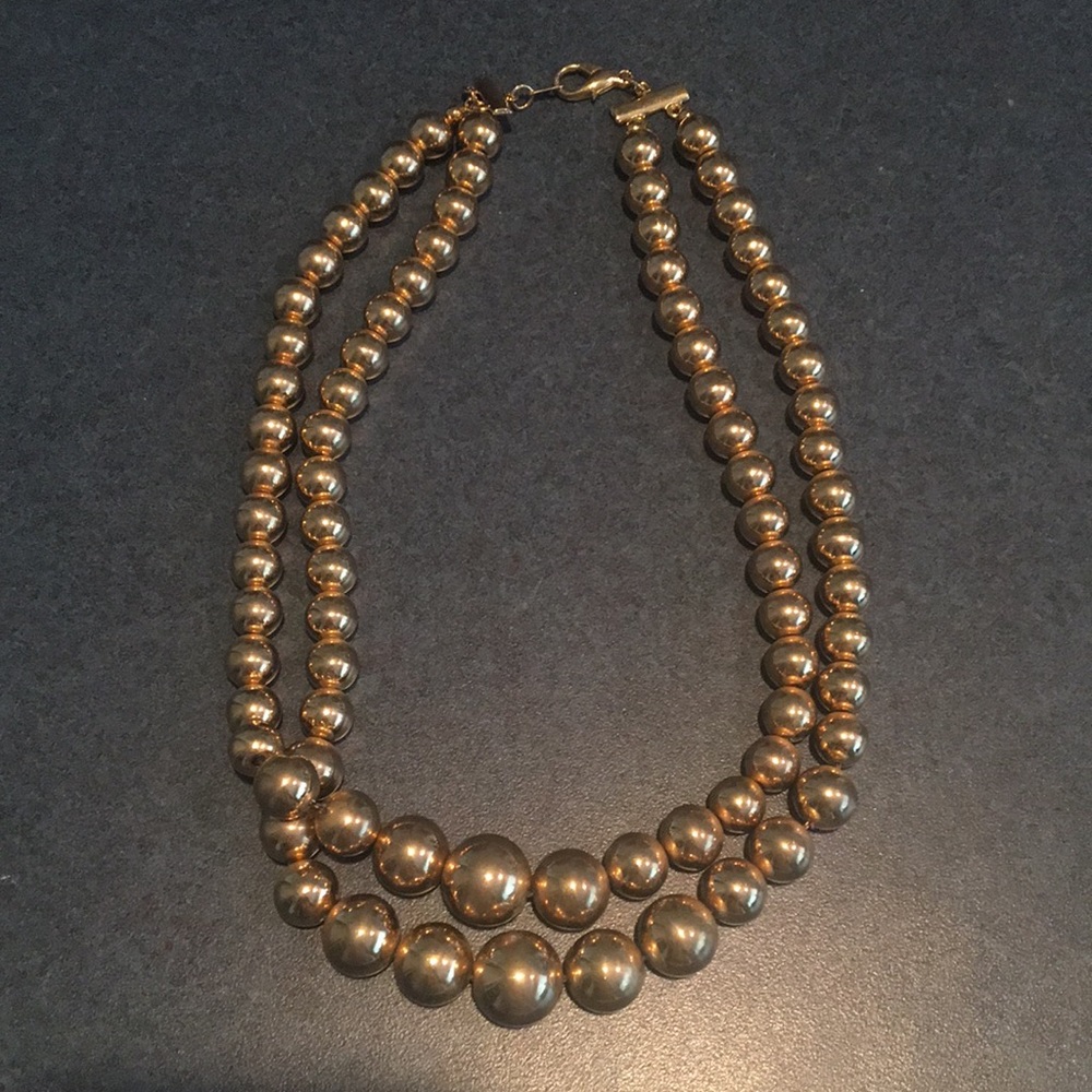 Double Strand Gold Bead Necklace